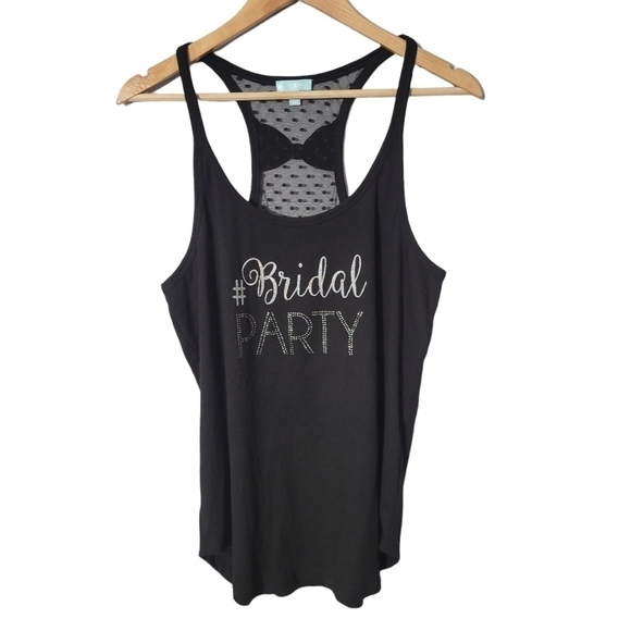 Betsey Johnson Tops - Betsey Johnson Blue Black Bridal Party Embellished Tank Top NWT